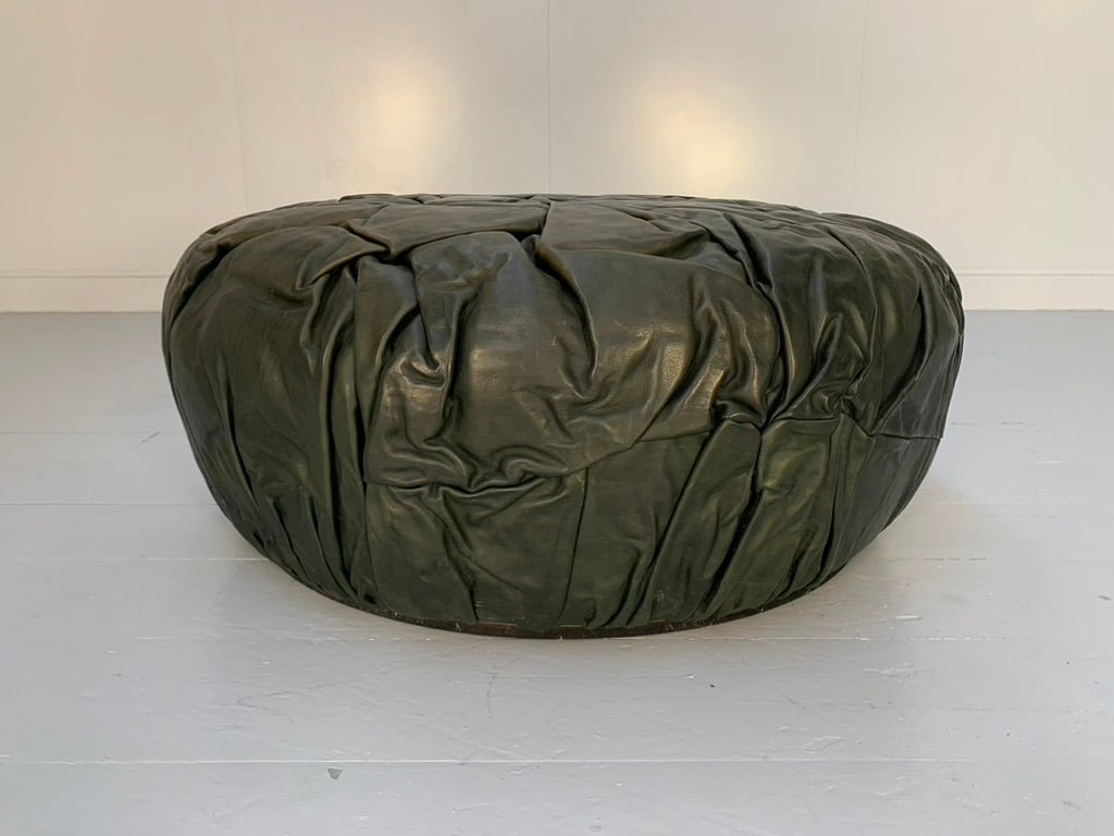 Pair of Baxter Brain Large Ottoman Footstool Pouf - In Dark - Grey Leather @ REHAUS