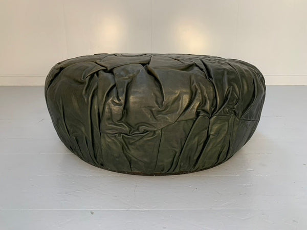 Pair of Baxter Brain Large Ottoman Footstool Pouf - In Dark - Grey Leather @ REHAUS
