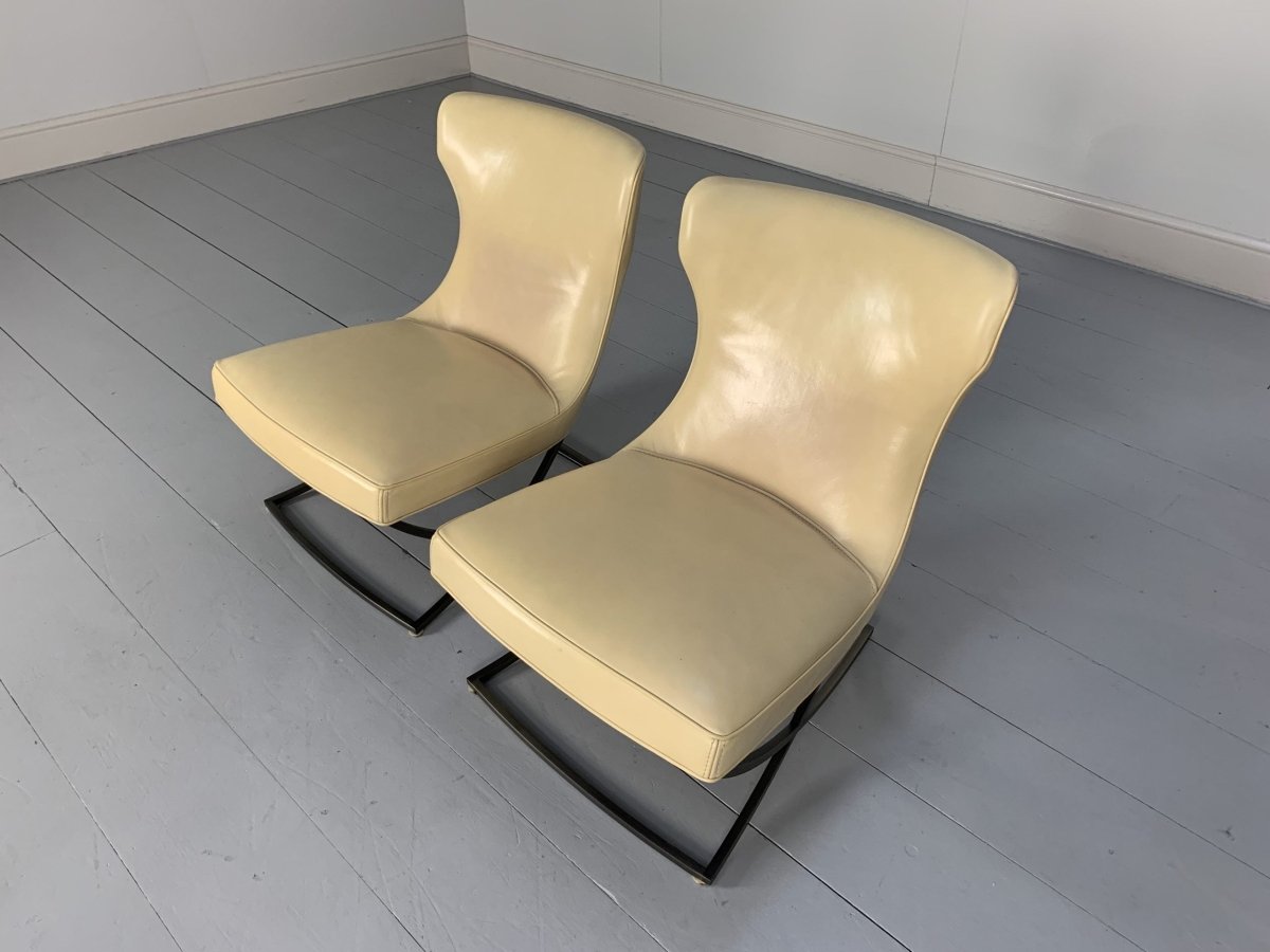 Pair of Baxter Paloma Chairs - In Cream Leather @ REHAUS