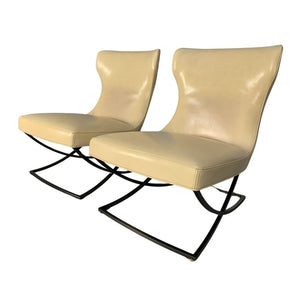 Pair of Baxter Paloma Chairs - In Cream Leather @ REHAUS