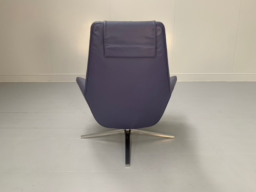 Pair of B&B Italia Metropolitan ME100 Armchairs - In Blue Gamma Leather @ REHAUS