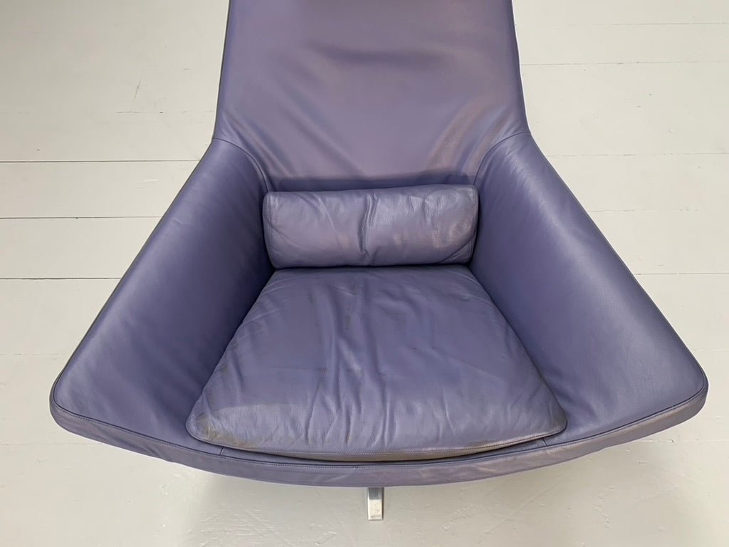 Pair of B&B Italia Metropolitan ME100 Armchairs - In Blue Gamma Leather @ REHAUS