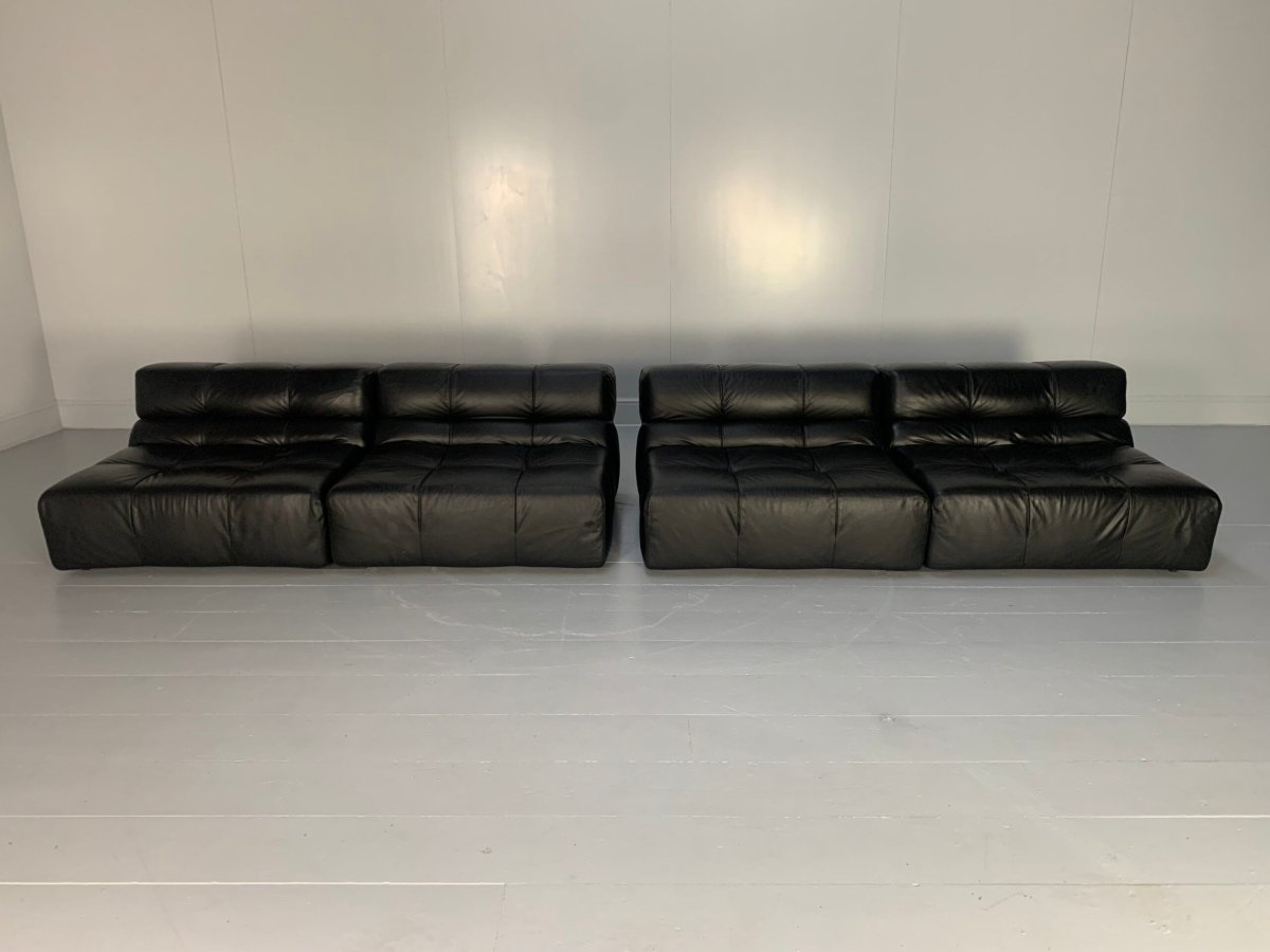 Pair of B&B Italia Tufty Time Sofas - In Black Leather @ REHAUS