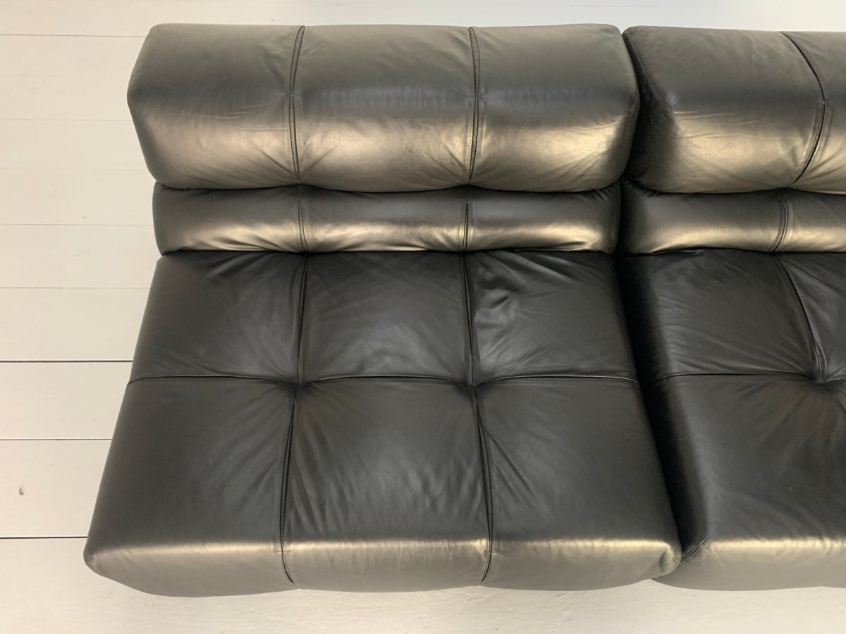 Pair of B&B Italia Tufty Time Sofas - In Black Leather @ REHAUS