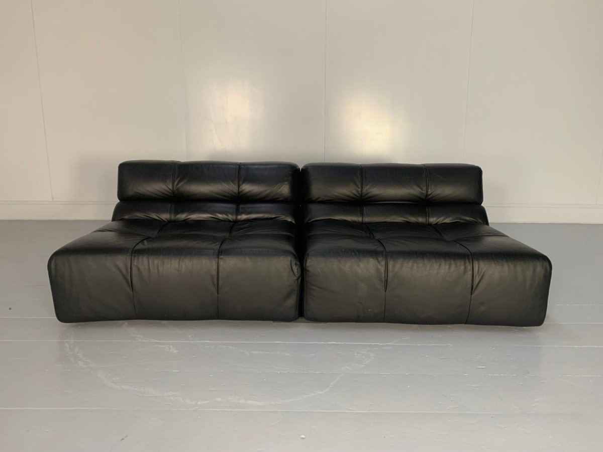 Pair of B&B Italia Tufty Time Sofas - In Black Leather @ REHAUS