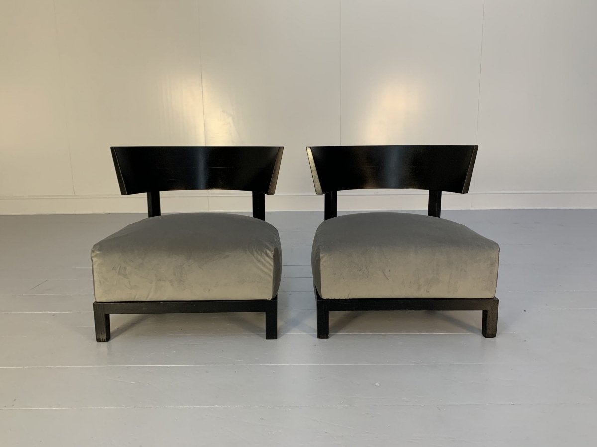 Pair of Flexform Thomas Armchairs - In Grey Velvet @ REHAUS