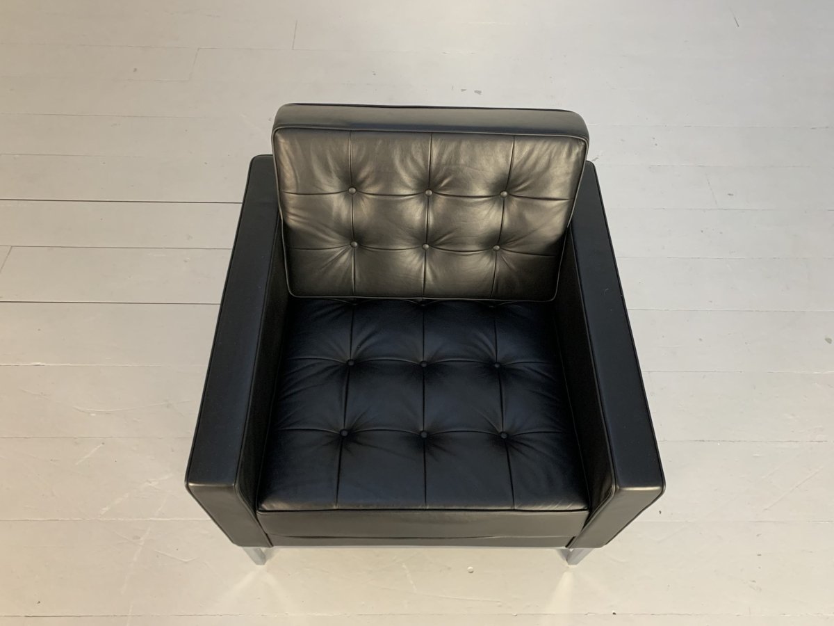 Pair of Knoll Studio Florence Knoll Lounge Chairs Armchairs - In Black Volo Leather @ REHAUS