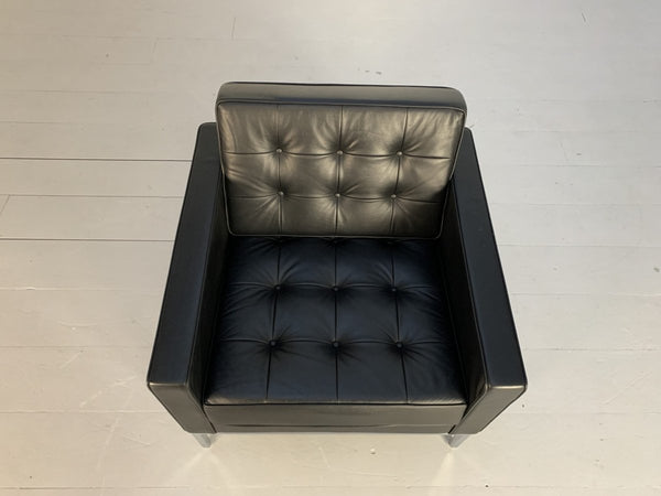 Pair of Knoll Studio Florence Knoll Lounge Chairs Armchairs - In Black Volo Leather @ REHAUS