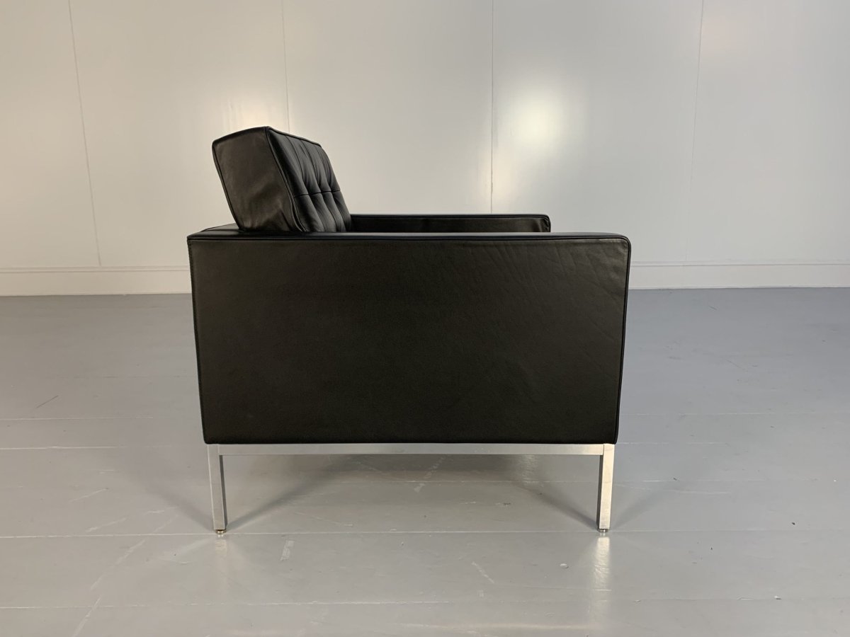 Pair of Knoll Studio Florence Knoll Lounge Chairs Armchairs - In Black Volo Leather @ REHAUS