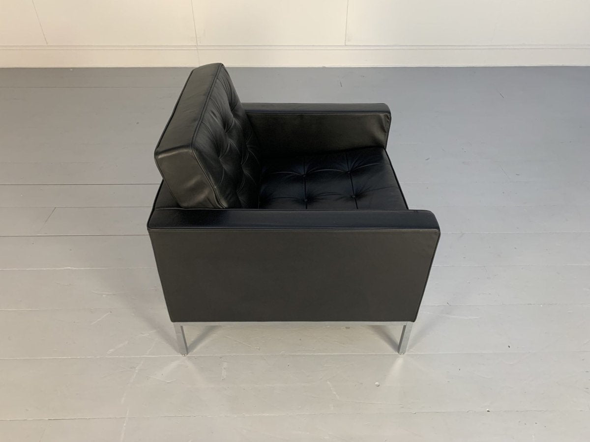 Pair of Knoll Studio Florence Knoll Lounge Chairs Armchairs - In Black Volo Leather @ REHAUS