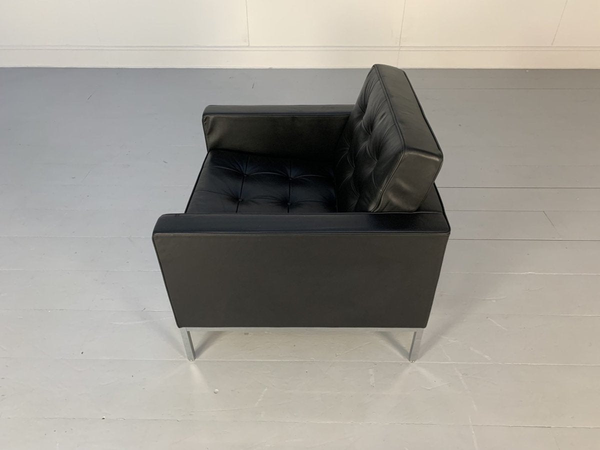 Pair of Knoll Studio Florence Knoll Lounge Chairs Armchairs - In Black Volo Leather @ REHAUS