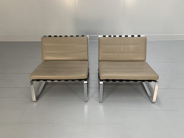 Pair of Minotti Delaunay Armchairs - In Pale - Brown Pelle Leather @ REHAUS