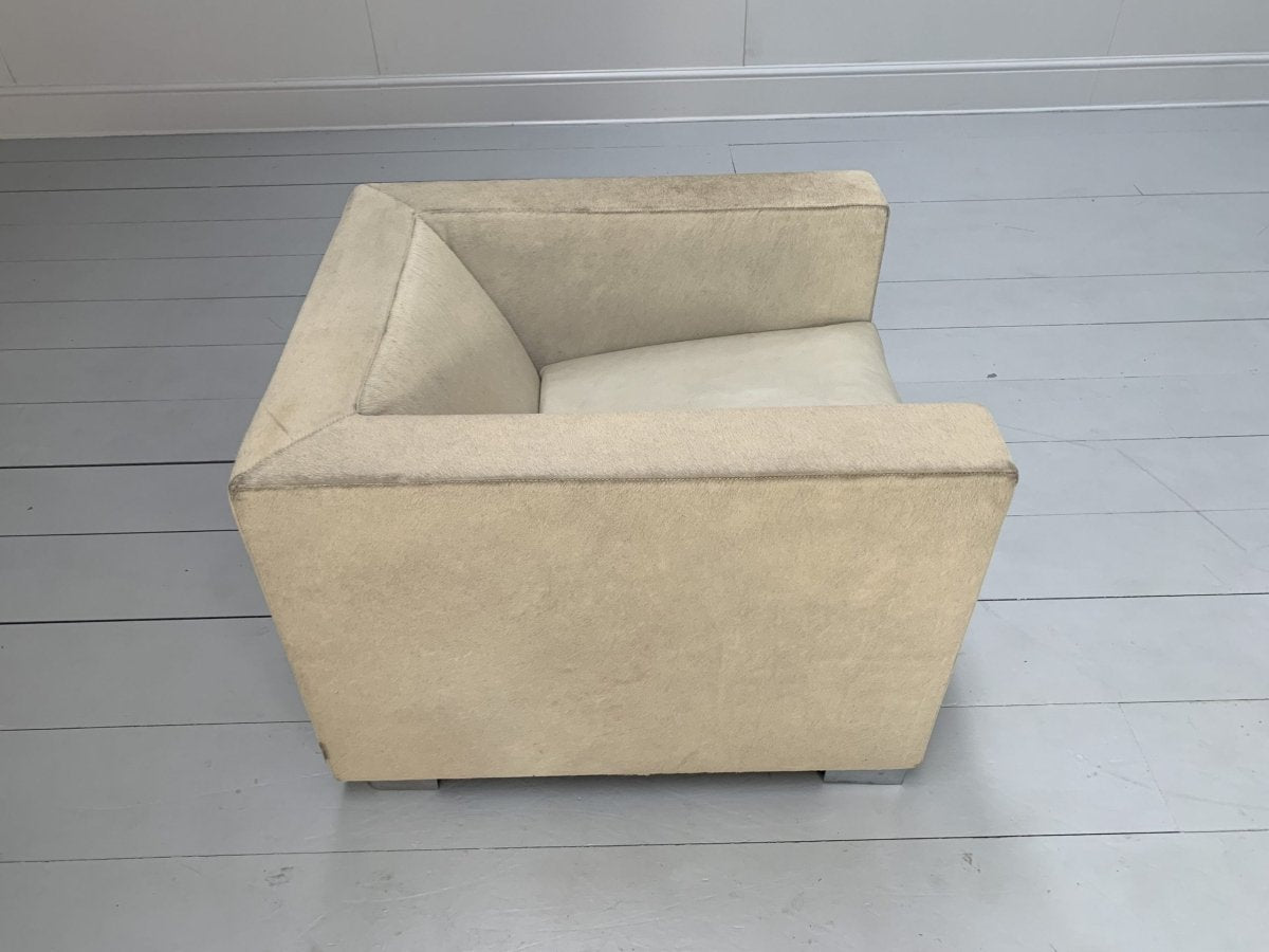 Pair of Minotti Suitcase Club Armchairs - In Pony Skin & Pelle Leather @ REHAUS