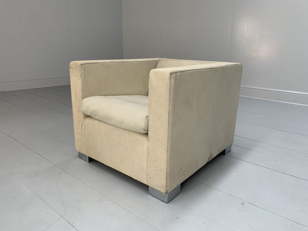 Pair of Minotti Suitcase Club Armchairs - In Pony Skin & Pelle Leather @ REHAUS