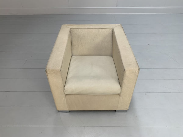 Pair of Minotti Suitcase Club Armchairs - In Pony Skin & Pelle Leather @ REHAUS