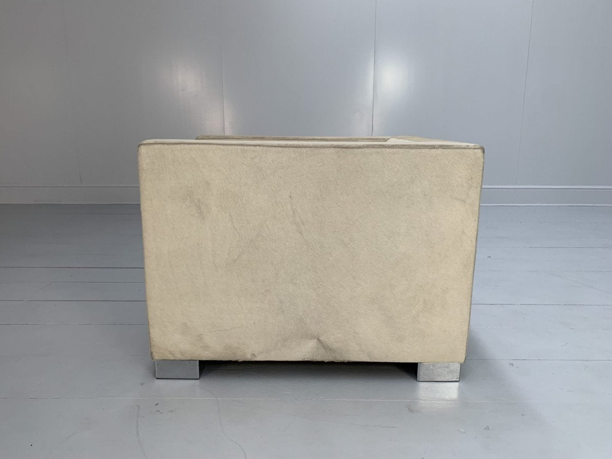 Pair of Minotti Suitcase Club Armchairs - In Pony Skin & Pelle Leather @ REHAUS