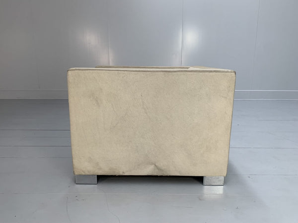 Pair of Minotti Suitcase Club Armchairs - In Pony Skin & Pelle Leather @ REHAUS