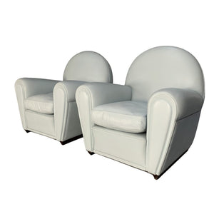 Pair of Poltrona Frau Vanity Fair Armchairs - In Pelle Frau Pale Blue Leather @ REHAUS