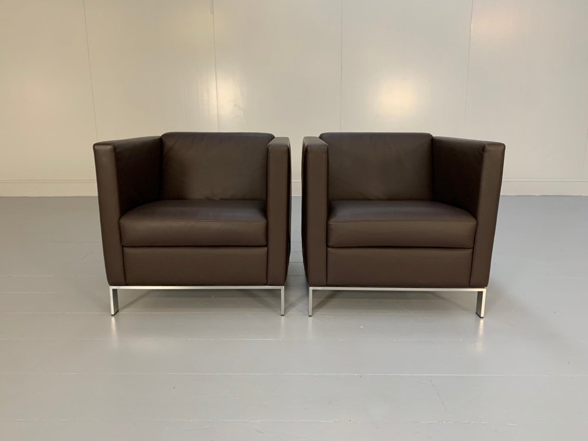 Pair of Walter Knoll Foster 500.10 Armchairs - In Dark - Brown Leather @ REHAUS