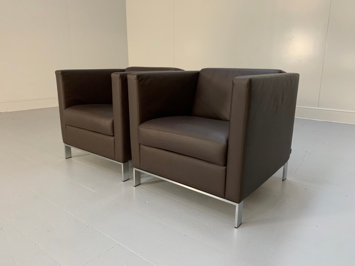 Pair of Walter Knoll Foster 500.10 Armchairs - In Dark - Brown Leather @ REHAUS