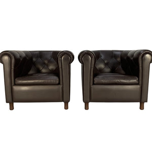 Poltrona Frau Arcadia Armchairs - In Pelle Frau Dark Brown Leather, Set of 2 @ REHAUS