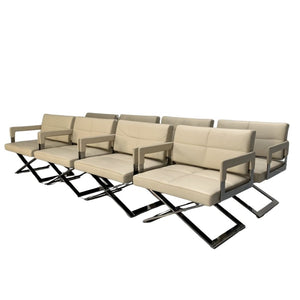 Poltrona Frau Aster X Dining Armchairs - In Ivory Pelle Frau Leather, Set of Eight @ REHAUS