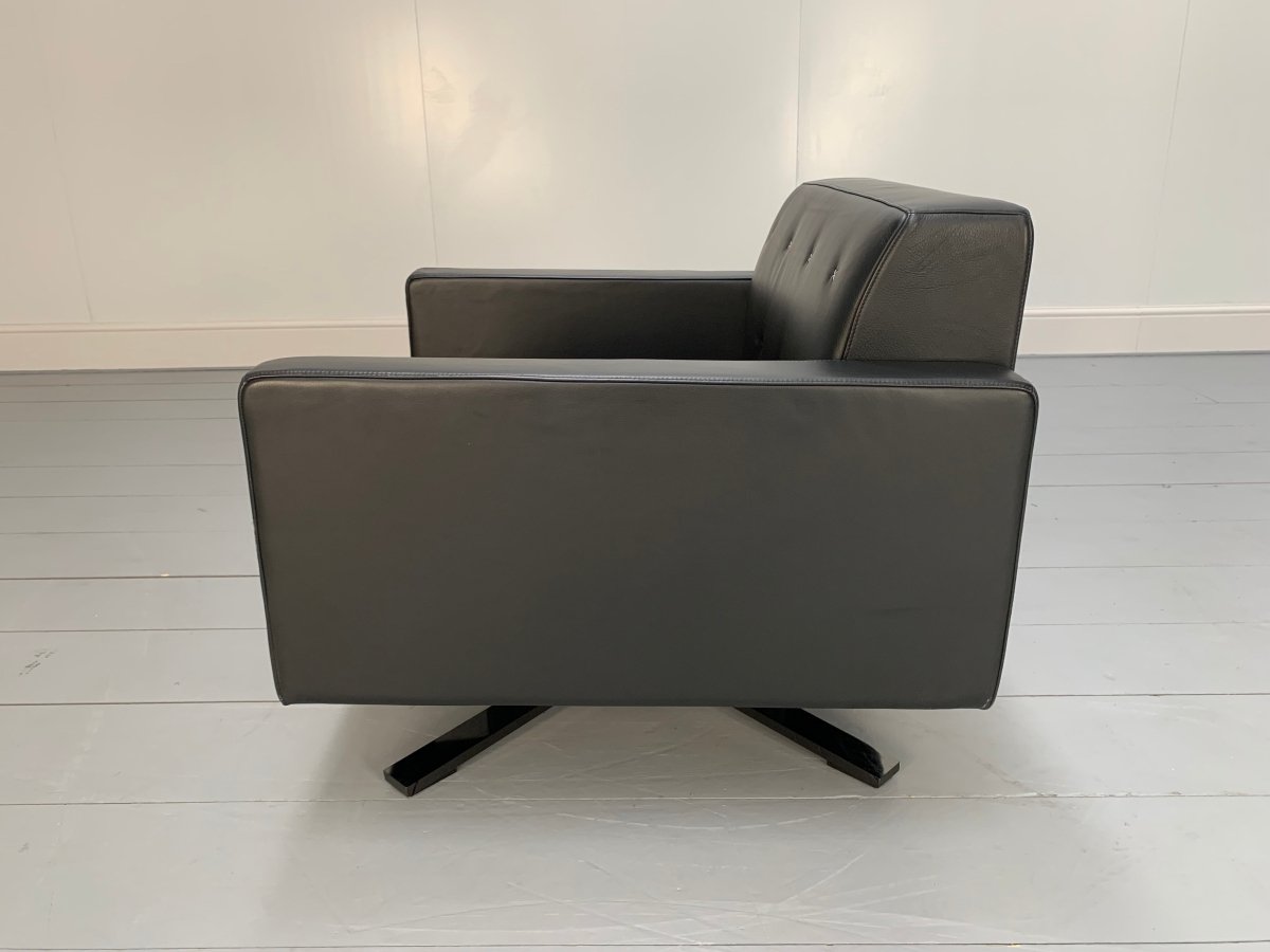 Poltrona Frau Kennedee Armchair in Black Pelle Frau SC Leather @ REHAUS