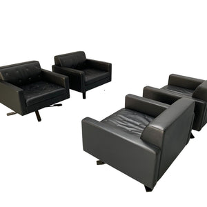 Poltrona Frau Kennedee Armchairs in Black Pelle Frau SC Leather, set of 4 @ REHAUS