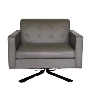 Poltrona Frau Kennedee Swivel Armchair in Grey Pelle Leather @ REHAUS