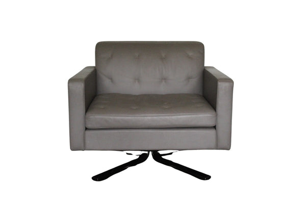 Poltrona Frau Kennedee Swivel Armchair in Grey Pelle Leather