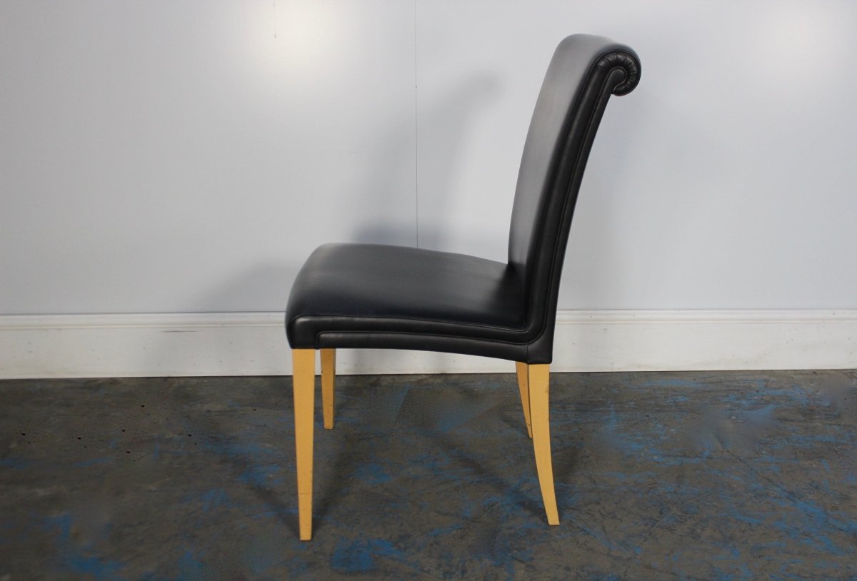 Poltrona Frau Vittoria Dining Chair in Black Pelle Frau Leather @ REHAUS