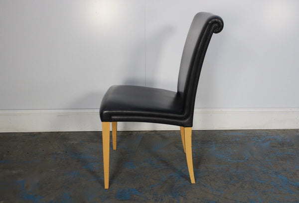 Poltrona Frau Vittoria Dining Chair in Black Pelle Frau Leather @ REHAUS