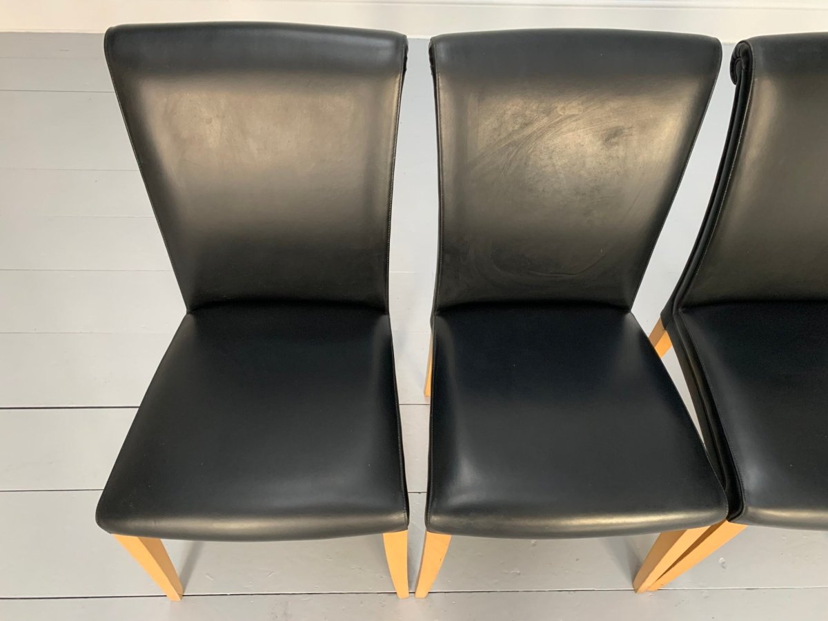 Poltrona Frau Vittoria Dining Chairs - In Black Pelle Frau Leather, Set of Four @ REHAUS