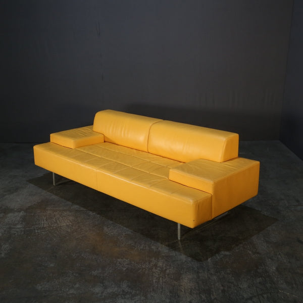 Poltrona Frau Yellow Faux Leather Sofa @ REHAUS