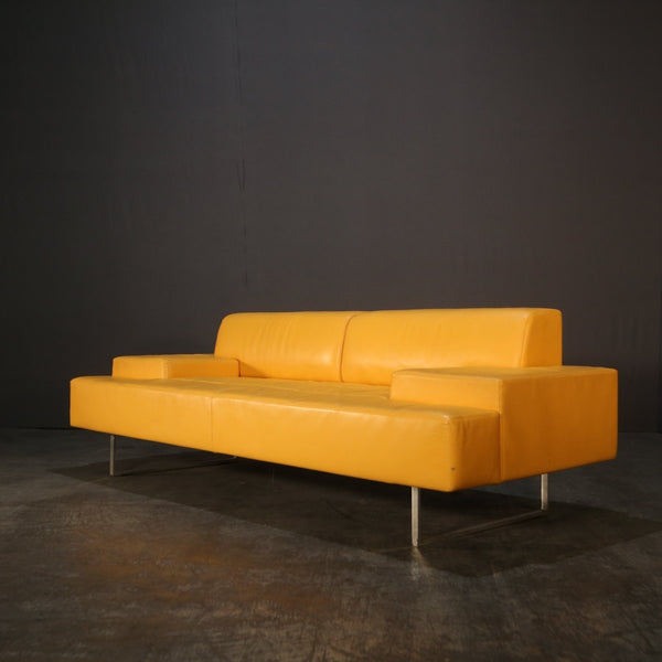 Poltrona Frau Yellow Faux Leather Sofa @ REHAUS