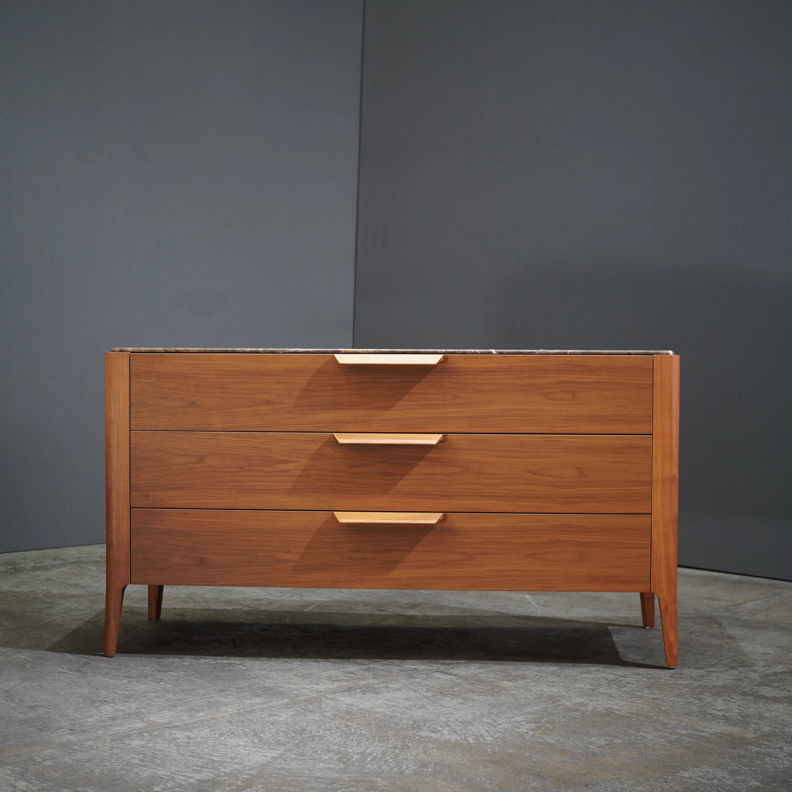 Porada Ziggy Chest of Drawers in Canaletta Walnut and Emperador Marble by Carlo Ballabio - REHAUS - Porada