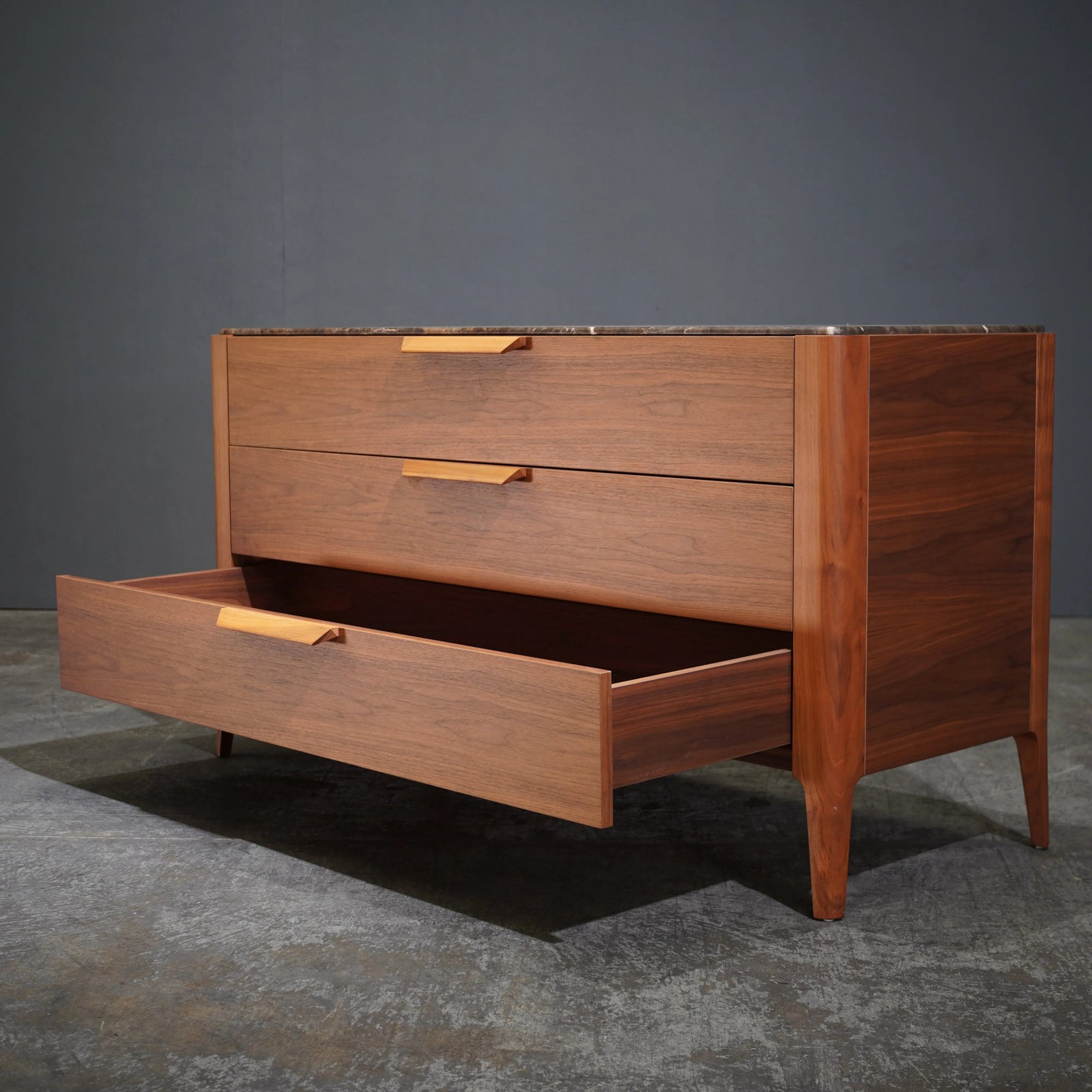 Porada Ziggy Chest of Drawers in Canaletta Walnut and Emperador Marble by Carlo Ballabio - REHAUS - Porada