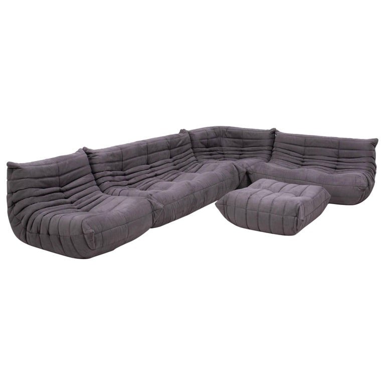 Pre Order Ligne Roset by Michel Ducaroy Togo Grey Modular Sofa and Footstool, Set of Five @ REHAUS