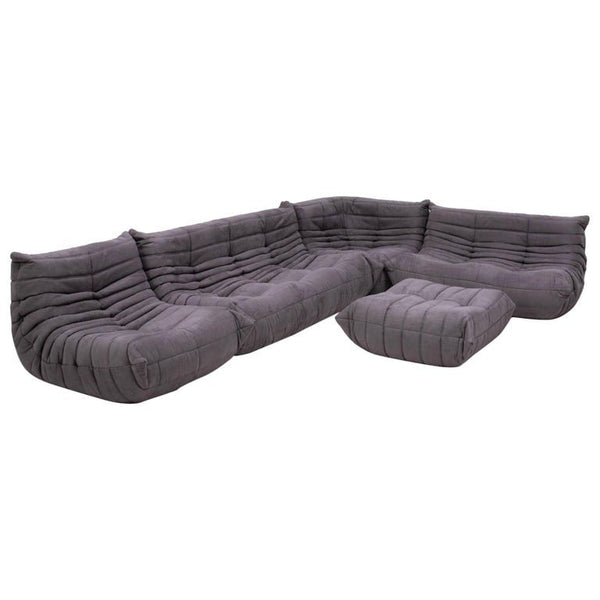 Ligne Roset by Michel Ducaroy Togo Grey Modular Sofa and Footstool, Set of Five