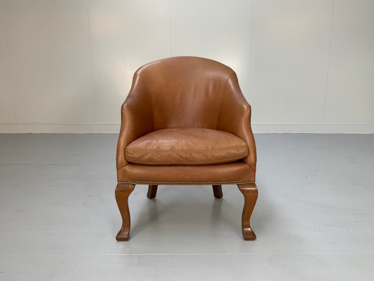 Ralph Lauren Beldon Armchair - In Tan Brown Saddle Leather @ REHAUS