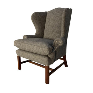 Ralph Lauren Devonshire Wing - Back Armchair - In Grey Herringbone Wool @ REHAUS