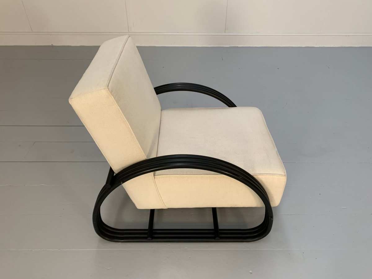 Ralph Lauren Hudson Street Lounge Chair Armchair - In Pale - Linen and Blackened - Metalwork @ REHAUS