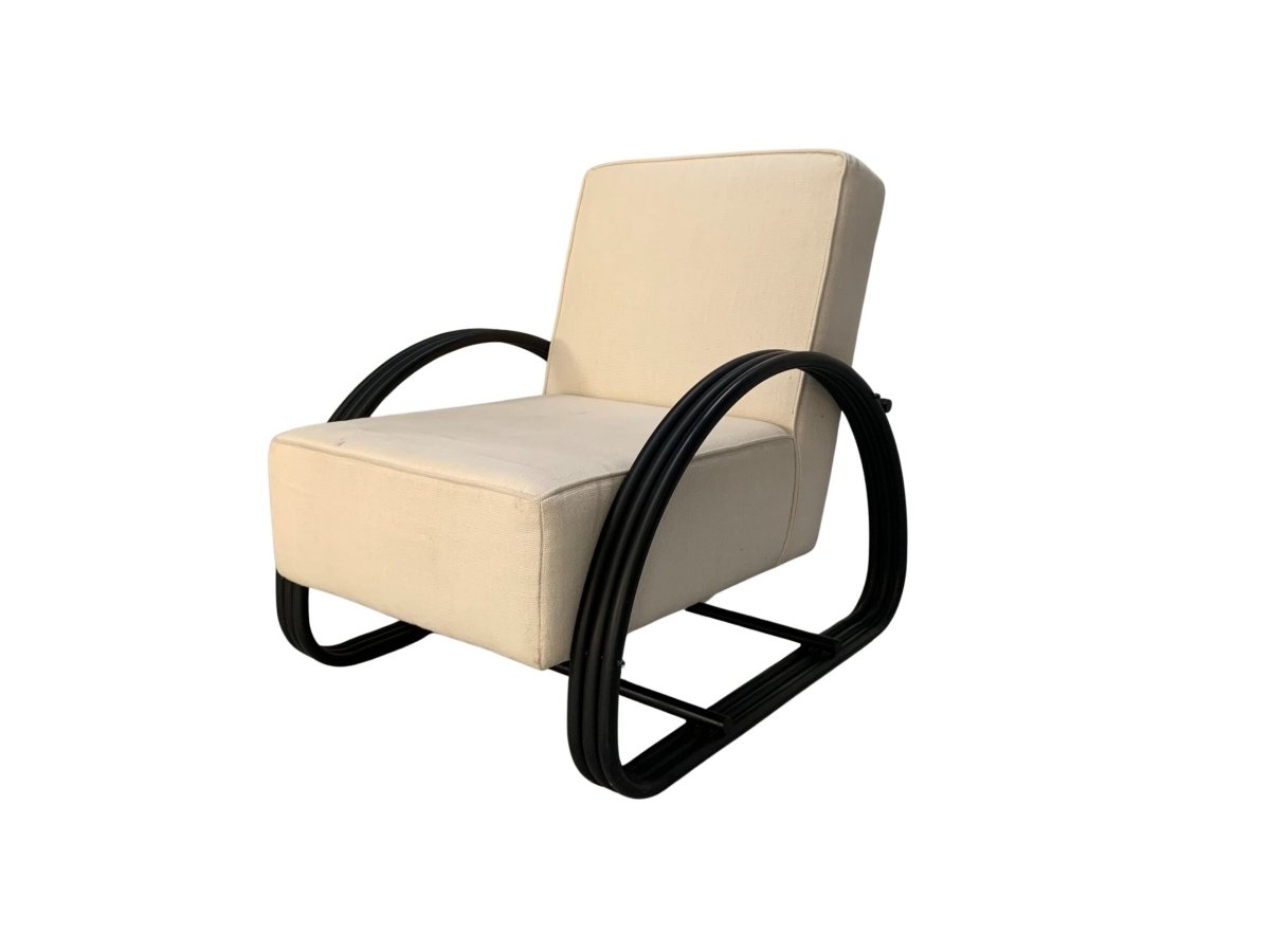 Ralph Lauren Hudson Street Lounge Chair Armchair - In Pale - Linen and Blackened - Metalwork @ REHAUS