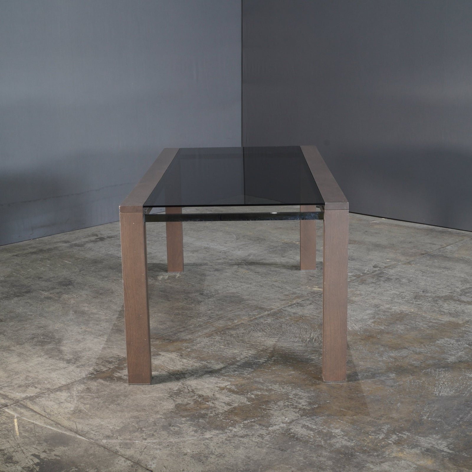Roche Bobois Anthracite and Smoked Glass Box Dining Table @ REHAUS
