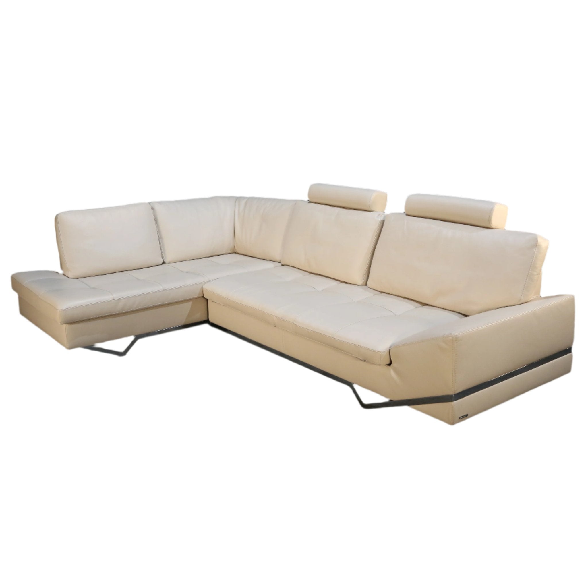 Roche Bobois Cream Leather Sectional Sofa @ REHAUS