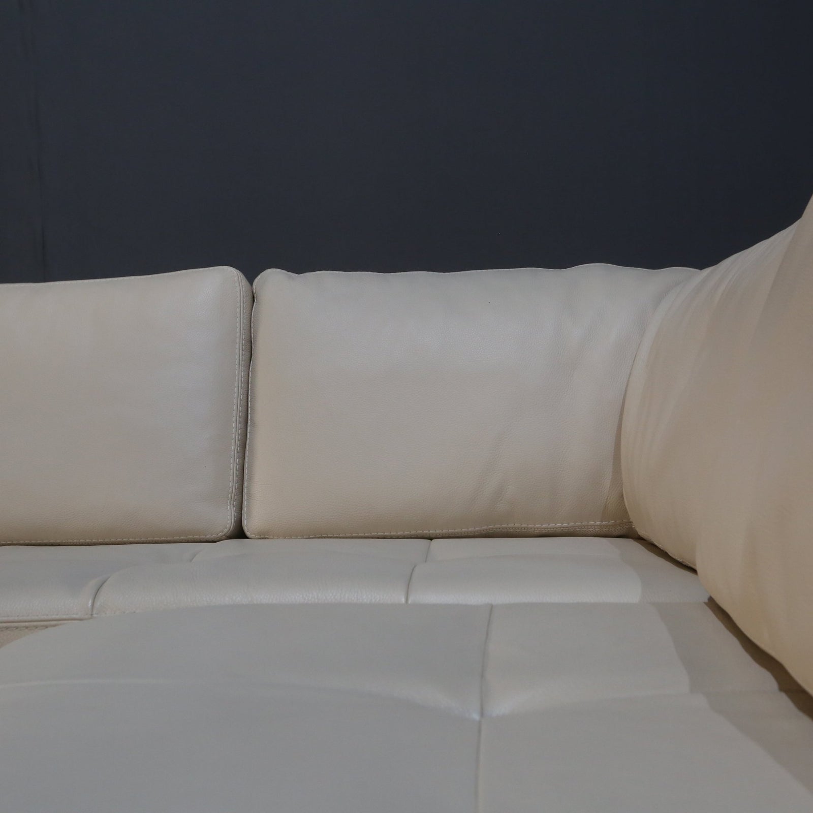 Roche Bobois Cream Leather Sectional Sofa @ REHAUS
