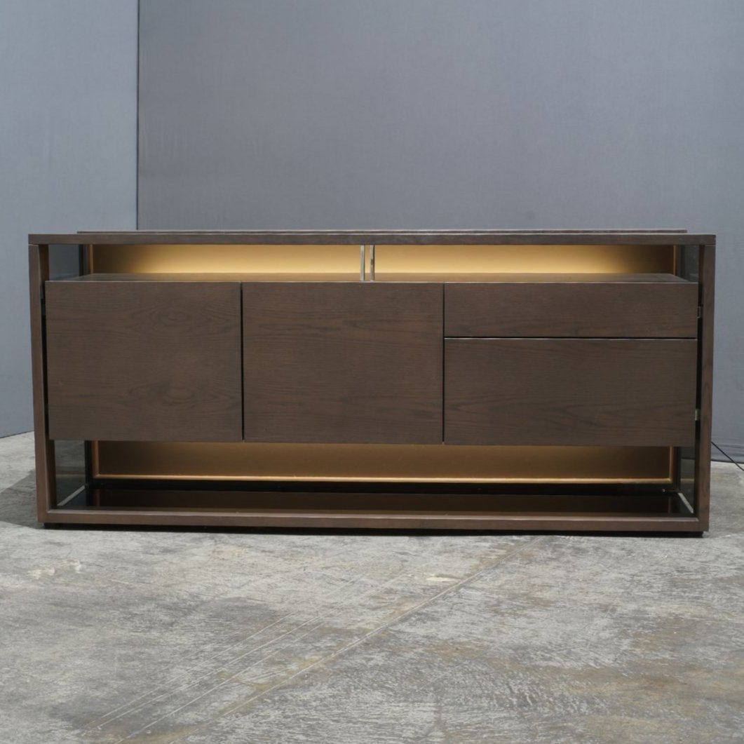 Roche Bobois Glassbox Sideboard in Anthracite & Smoked Glass @ REHAUS