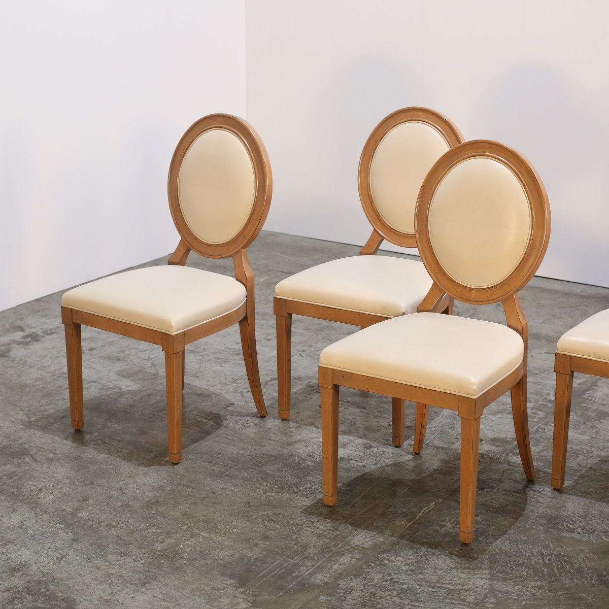 Roche Bobois Hortense Cream Leather Dining Chairs, Set of Six @ REHAUS