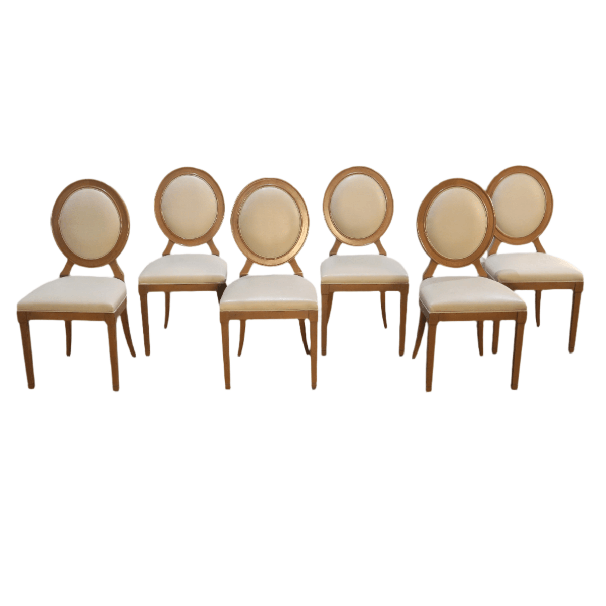 Roche Bobois Hortense Cream Leather Dining Chairs, Set of Six @ REHAUS