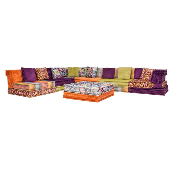 Roche Bobois Mah Jong Sectional Sofa & Ottoman in Custom Upholstery, Set of Twenty
